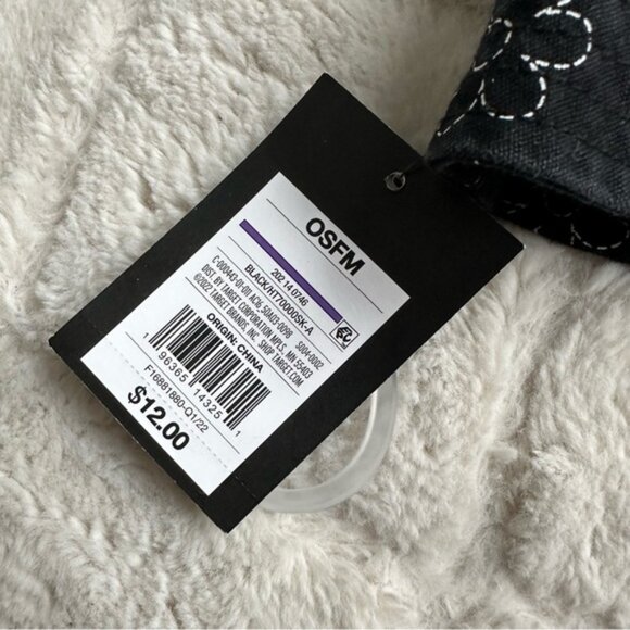 Art Class | Black & White Stitched Floral Flower Bucket Hat | Size - Picture 8 of 10